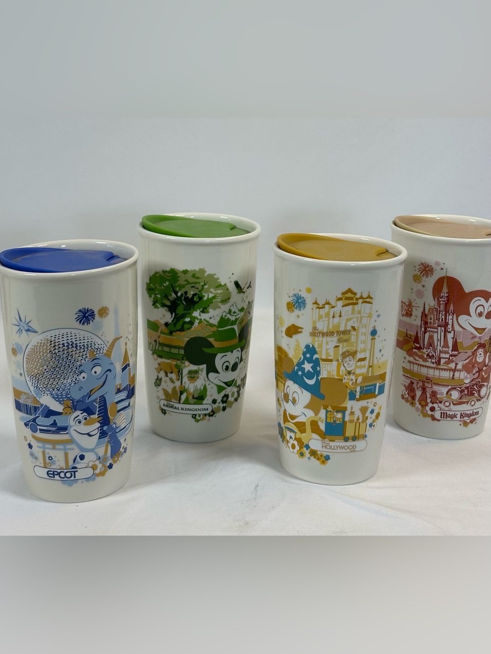 Starbucks Disney Parks Travel Mug Set 4 EPCOT,Animal & Magic Kingdom,Hollywoood